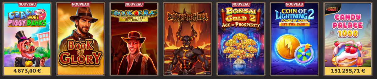 Le catalogue de jeux chez SpinBoss
